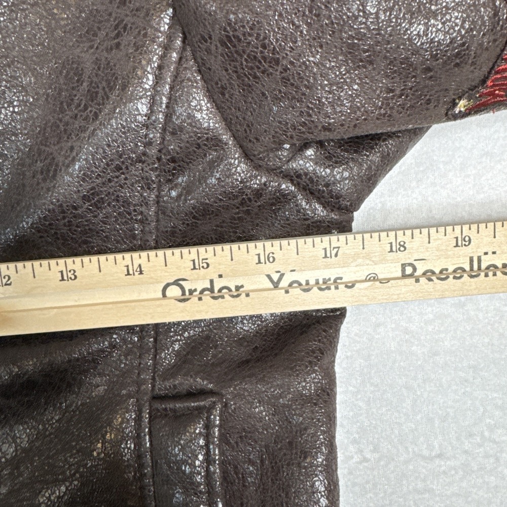 Custo Barcelona Growing Brown Faux Leather Fleece Lined Jacket Youth Size 10 - Picture 5 of 12